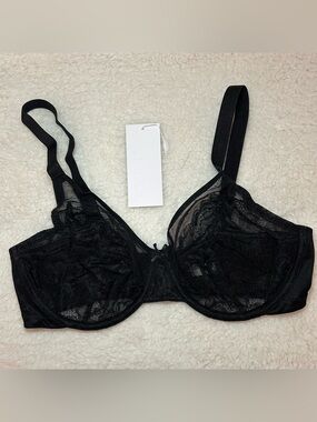 HSIA Enchanted Unlined Lace Underwire Bra 36D Black NWT